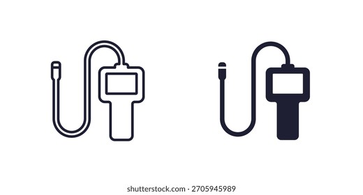 Icono del endoscopio, línea de la cámara de la inspección y diseño sólido