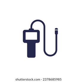 icono endoscopio, cámara de inspección en blanco