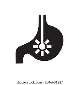 Endoscopy or gastroscopy process single black glyph icon. Vector isolated on white.
