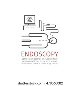 Endoscopy line icon. Vector illustration.