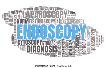 Endoscopy Word Cloud. Vector Diagnosis Collage Made of Popular Medicine Tags