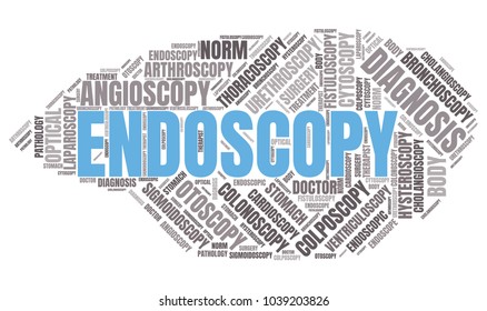 Endoscopy Word Cloud. Vector Diagnosis Collage Made of Popular Medicine Tags