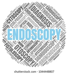 Endoscopy Word Cloud. Vector Diagnosis Collage Made of Popular Medicine Tags