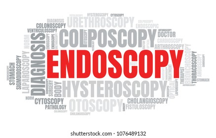 Endoscopy Word Cloud. Vector Diagnosis Collage Made of Popular Medicine Tags