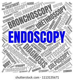 Endoscopy Word Cloud. Vector Diagnosis Collage Made of Popular Medicine Tags