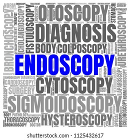 Endoscopy Word Cloud. Vector Diagnosis Collage Made of Popular Medicine Tags