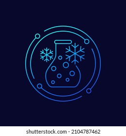 endothermic reaction in test-tube line vector icon