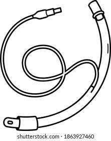 Endotracheal cuffed tube. Vector outline illustration. 