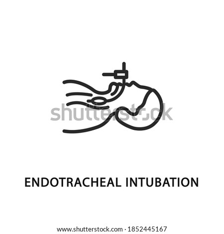 Endotracheal intubation flat line icon. Artificial lung ventilation.