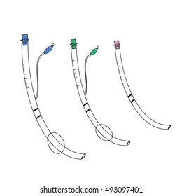 Endotrecheal tube for adult, pediatric and neonatal, vector.