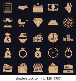 Endowment icons set. Simple set of 25 endowment vector icons for web for any design