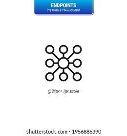 Endpoint Icon. User End Point, Data Security And IT Management Symbol. Network Protection And Sys Admin Solutions. - Mono - Vector Icon