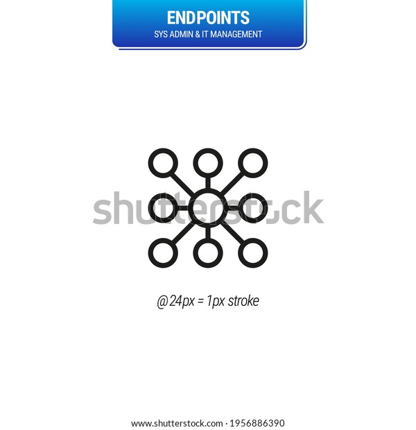 Endpoint Icon. User End Point, Data Security and IT\
Management Symbol. Network Protection and Sys Admin Solutions. -\
Mono - Vector Icon