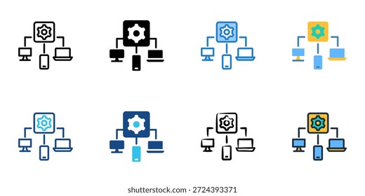 Endpoint Protection icons set multiple style collection. Editable stroke 
