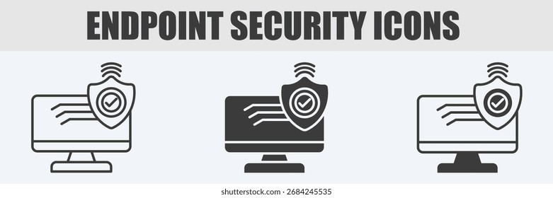 Endpoint Security Icon Set Vector Illustration in Outline, Glyph, and Mixed