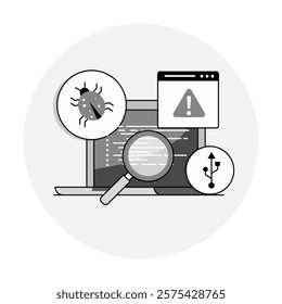 Endpoint Security Review Icon Representing Device Protection, Malware Analysis, and Security Assessments