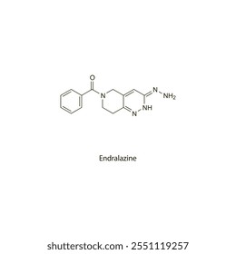 Endralazin flache skelettförmige molekulare Struktur Vasodilatator Medikament in der Hypertonie-Behandlung verwendet. Wissenschaftliches Vektorgrafik.