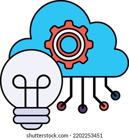 end-to-end innovation management Concept, innovation enabler Vector Icon Design, Cloud Processing Symbol, Computing Services Sign, Web Services and Data Center stock illustration