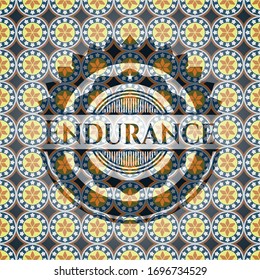 Endurance arabic style emblem. Arabesque decoration.