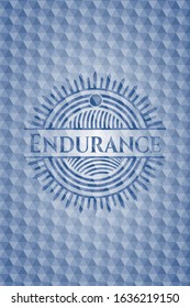 Endurance blue emblem with geometric pattern. Vector Illustration. Detailed.