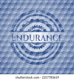 Endurance blue hexagon emblem. Vector Illustration. Detailed. 