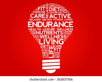 ENDURANCE bulb word cloud, health concept