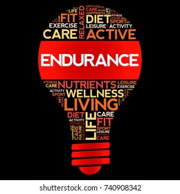 ENDURANCE bulb word cloud, health concept background