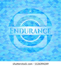 Endurance light blue emblem with triangle mosaic background