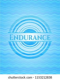 Endurance light blue water wave badge background.