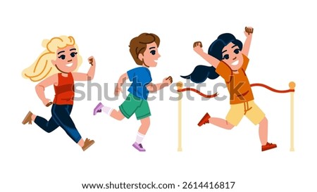 endurance marathon kid vector. race fitness, stamina speed, fun health endurance marathon kid character. people flat cartoon illustration
