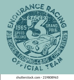 Endurance racing team - Vector artwork for children wear in custom colors, grunge effect in separate layer