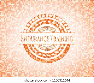 Endurance Training abstract emblem, orange mosaic background