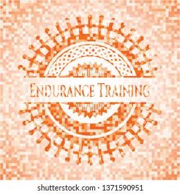 Endurance Training abstract emblem, orange mosaic background