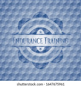 Endurance Training blue emblem with geometric pattern background. Vector Illustration. Detailed.