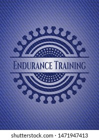Endurance Training emblem with jean texture. Vector Illustration. Detailed.