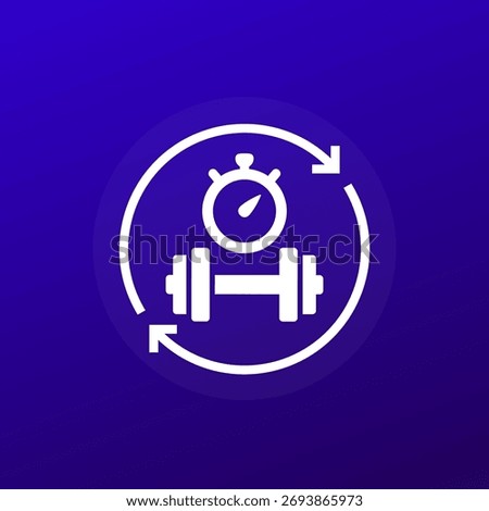 endurance training icon with dumbbell and stopwatch