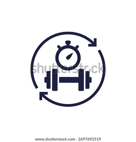 endurance training icon with dumbbell, workout and fitness