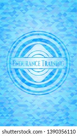 Endurance Training realistic sky blue emblem. Mosaic background