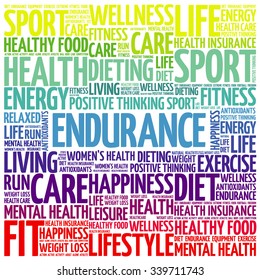 ENDURANCE word cloud background, health concept