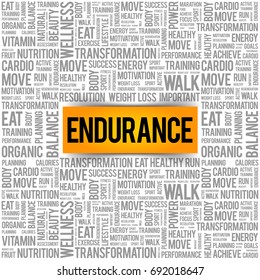 ENDURANCE word cloud collage, health concept background