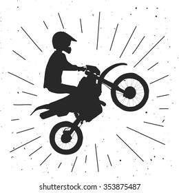 Endure bike hand drawn illustration. Motocross retro illustration.