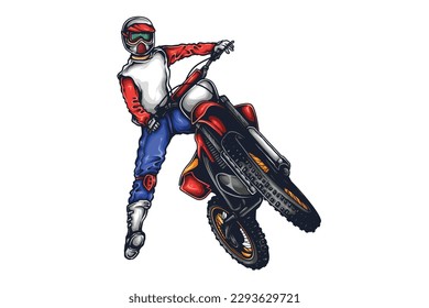 Endure racing motocross biker vintage motorcycle logo illustration vector