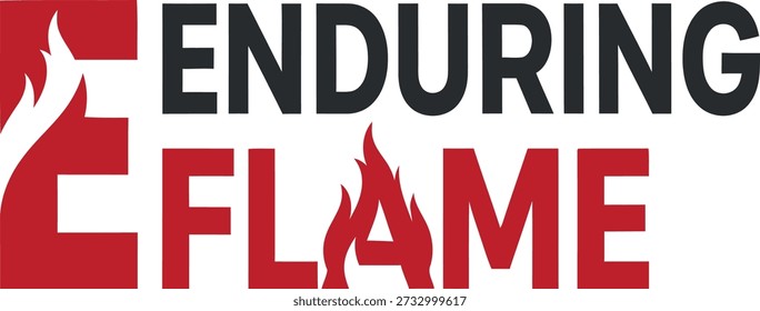 Ilustración vectorial de diseño de camiseta de tipografía de eslogan Enduring Flame para la esperanza espiritual conmemorativa. Persistencia del espíritu y energía tranquila en un diseño de fondo transparente.
