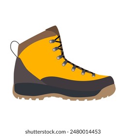 Enduring Leather Boot, Camping And Hiking Outdoor Tourism. Vector illustration in flat style