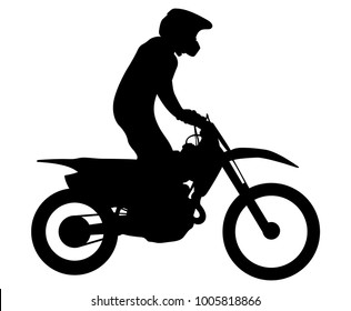 enduro athlete on bike rides motocross black silhouette