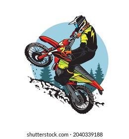 Enduro Climb motocross racing vector illustration in retro style, perfect for t shirt design and event logo