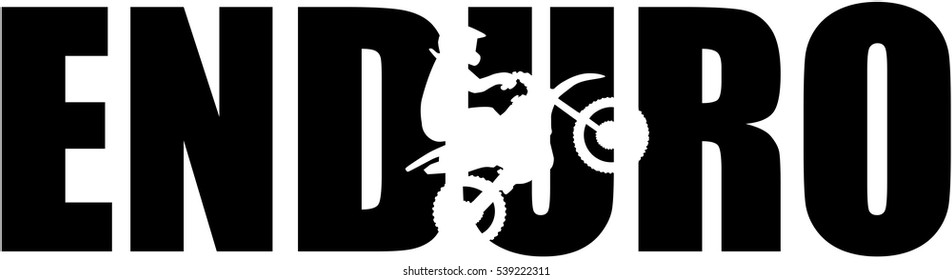 Enduro word with silhouette cutout