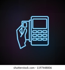 end-user icon in neon style. One of Mobile banking collection icon can be used for UI, UX