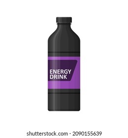 Enegry drink bottle isolated on white background. Sports nutrition icon container package, fitness supplements. Bodybuilding sport food. Jar with supplements for muscle growth. Gym vector