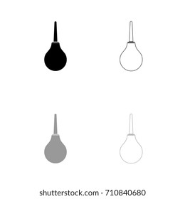 Enema black and grey set icon .